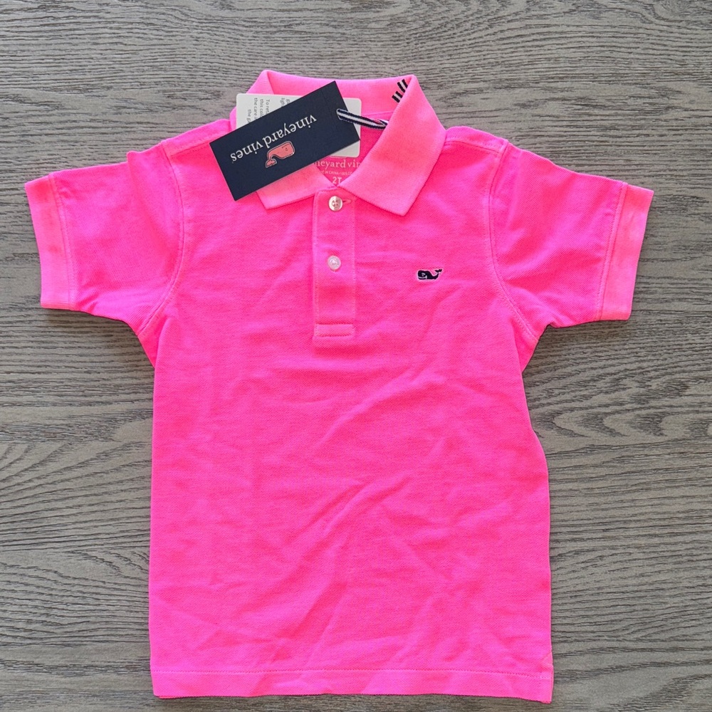 Vineyard Vines Kids Neon Pink Polo